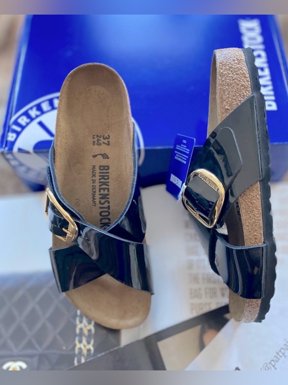 Birkenstock 💅 Siena Big Buckle Black Patent Leather Sandals Slide 38 39 7 8 8.5 - Picture 2 of 12